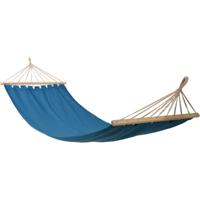 Hangmat Beach Vibes - blauw - 200 x 100 cm - met houten/touwen frame - thumbnail