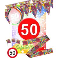 Vijftig/50 jaar Sarah feestartikelen pakket M versiering voor verjaardag - Feestpakketten - thumbnail