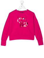 Karl Lagerfeld Kids sweat à logo métallisé imprimé - Rose