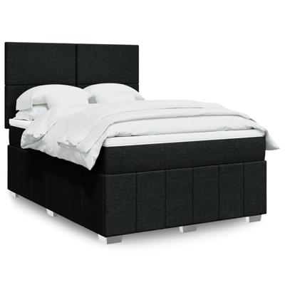 Boxspring met matras stof zwart 140x190 cm