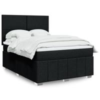 Boxspring met matras stof zwart 140x190 cm