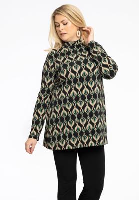 Yoek Tuniek flare met col JADE | Zwart | Maat 50/52