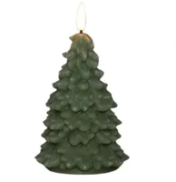 Anna&apos;s Collection LED kaars kerstboom wax 3D vlam jade groen Ø 8,5 x 15cm