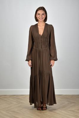 Marant Etoile jurk Briane RO0798FA-C3J01E khaki