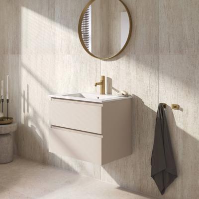 Ben Tendenza voorgemonteerd badmeubel incl. glans witte keramische wastafel 62,7x46x51,5cm zand