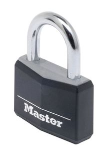 Masterlock 50mm - 25mm hardened steel shackle, 7mm diam. - double locking - 5-pin - 9150EURDBLK