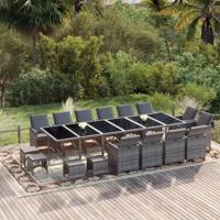 19-delige Tuinset met kussens poly rattan grijs