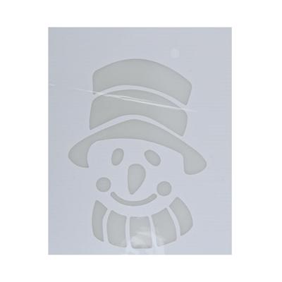 Kerst raamsjabloon sneeuwpop hoofd - wit - 35 cm - raamdecoratie - kerstversiering