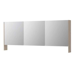 INK SPK3 Spiegelkast - 180x14x74cm - 3 deuren - dubbelzijdige Spiegel - open planchet - schakelaar en stopcontact - MFC Ivoor eiken 1110430
