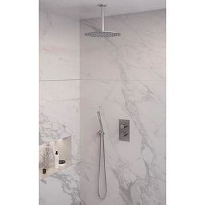 Inbouw Regendouche Set Brauer Brushed Edition Plafond Uitloop Ronde Hoofddouche 30 cm RVS Look Brauer