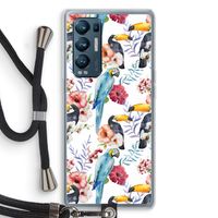 Bloemen tukan: Oppo Find X3 Neo Transparant Hoesje met koord