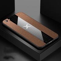 Voor OPPO R9S XINLI stiksels doek Textue schokbestendig TPU beschermhoes (bruin)