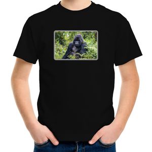 Dieren t-shirt met Gorilla apen foto zwart voor kinderen