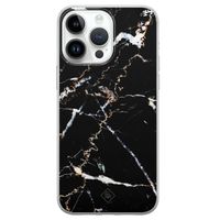 iPhone 14 Pro Max siliconen hoesje - Marmer zwart