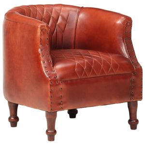 Kuipstoel 62x58x65 cm echt leer bruin
