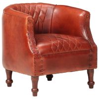 Kuipstoel 62x58x65 cm echt leer bruin