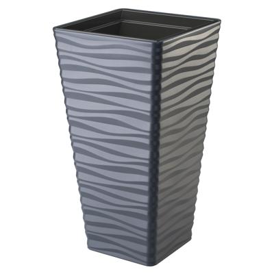 Form Plastic Plantenpot/bloempot Sahara Dunes - kunststof - antraciet - D35 x H64 cm - met binnenpot