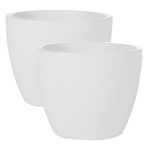 2x stuks plantenpot/bloempot in een strakke Scandinavische look wit Dia 13 cm en Hoogte 11 cm