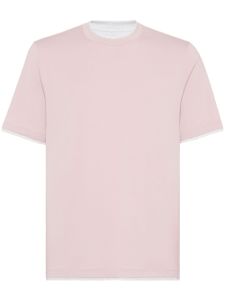 Brunello Cucinelli t-shirt en coton à design superposé - Rose