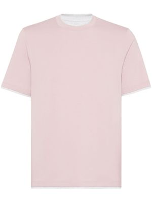 Brunello Cucinelli Gelaagd katoenen T-shirt - Roze