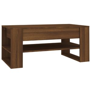 The Living Store Salontafel - Bruineiken - 102 x 55 x 45 cm - Bewerkt Hout