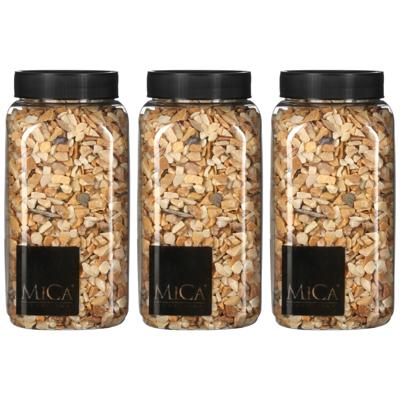 Mica Decorations decoratie steentjes - 3x - lichtbruin - 1 kilo - 650ml - hobby steentjes