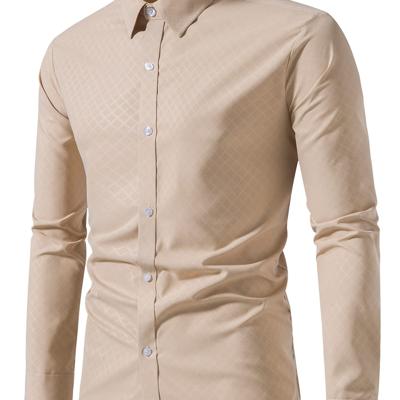 Bon&Bon Homme Men's White Long Sleeve Button Up Work Shirt - Regular Fit Khaki / L