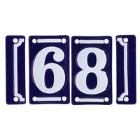 Best for Boots huisnummer 68 - met sierrand - Oudhollands - emaille - blauw/wit