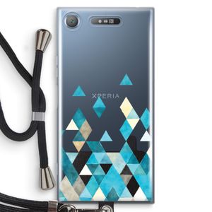 Gekleurde driehoekjes blauw: Sony Xperia XZ1 Transparant Hoesje met koord