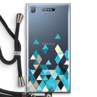 Gekleurde driehoekjes blauw: Sony Xperia XZ1 Transparant Hoesje met koord