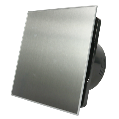 Whisper Pro-Design badkamerventilator - Ø125mm - met nalooptimer - RVS vlak - zwarte ventilator