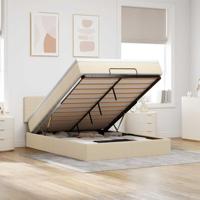Bed met matras 140x200 cm stof crèmekleurig