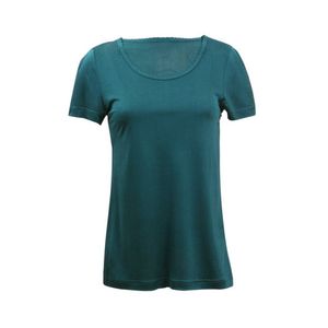 T-shirt van bio-zijde, smaragd Maat: 36/38