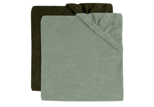 Aankleedkussenhoes Badstof 50x70cm - Ash Green/Leaf Green - 2 Stuks