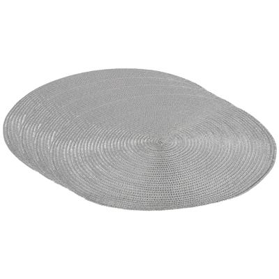 Placemat - Set van 4x stuks - metallic zilver - 38 cm - rond - geverfd jute - onderlegger