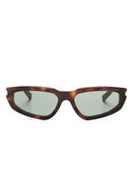 Saint Laurent Eyewear lunettes de soleil rectangulaires à effet écailles de tortue - Marron