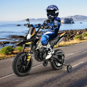 Elektrische Motorfiets Aprilia-Licentie voor Kinderen met 2 Trainingswielen 12V Motorfiets op Batterijen met Muziek Zwart