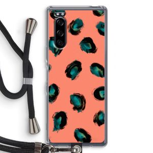 Pink Cheetah: Sony Xperia 5 Transparant Hoesje met koord