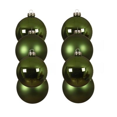 Decoris kerstballen - 8x st - groen - D10 cm - glas - kerstversiering
