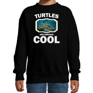 Sweater turtles are serious cool zwart kinderen - schildpadden/ zee schildpad trui