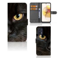 Motorola Moto G73 | Telefoonhoesje | Met pasjeshouder | Zwarte Kat