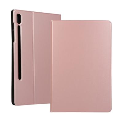 Voltage elastische textuur horizontale Flip lederen case voor Galaxy tab S6 T860 met houder (Rose goud)