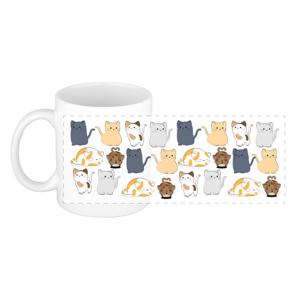 Cadeau koffie/thee mok - lieve kat/poes - wit - 300 ml - keramiek