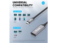 Equip 133491 video kabel adapter 0,15 m USB Type-C HDMI Zwart, Grijs - thumbnail