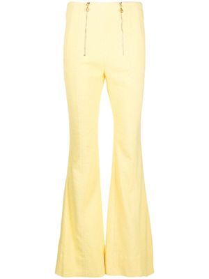 Patou pantalon évasé en tweed à zips - Jaune