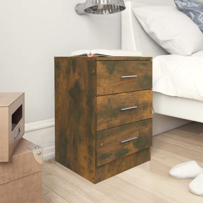 Nachtkastjes 2 st 38x35x56 cm bewerkt hout gerookt eikenkleurig