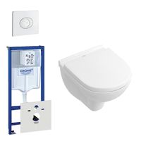 Villeroy & Boch O.novo compact toiletset bestaande uit inbouwreservoir, toiletpot, toiletzitting en bedieningsplaat wit 0729126/0729205/0124162/0124182/