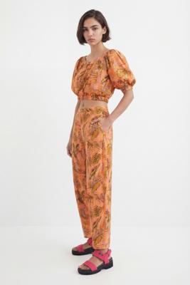 Koraalkleurige broek met safariprint - RED - XL Koraalkleurige broek met safariprint - RED - XL