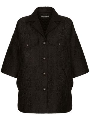 Dolce & Gabbana cape à fleurs en jacquard - Noir