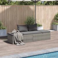 Tuinbed 195x60 cm poly rattan grijs